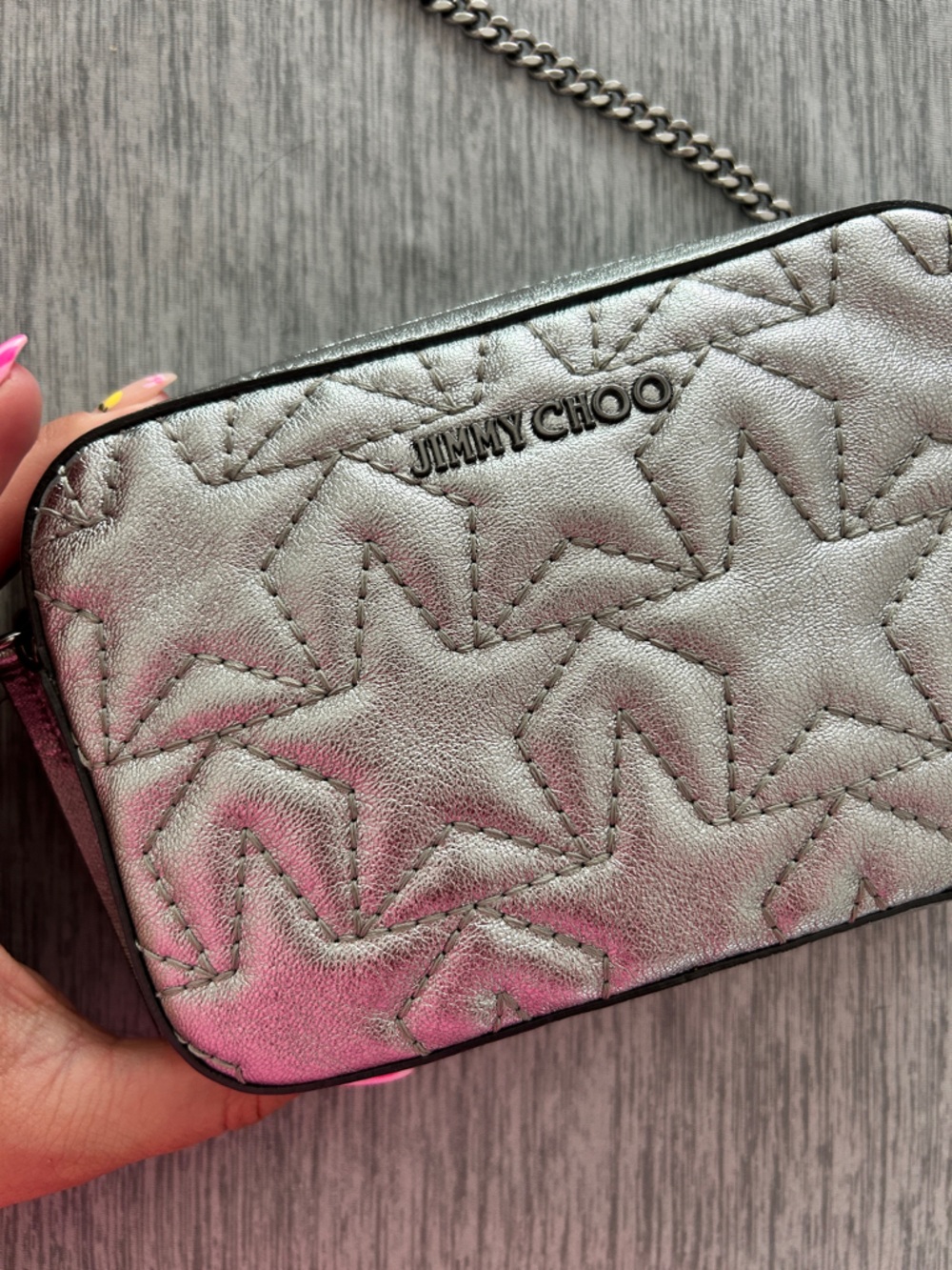 Jimmy Choo Haya Star Metallic Napa Shoulder Bag - Picture 8 of 10